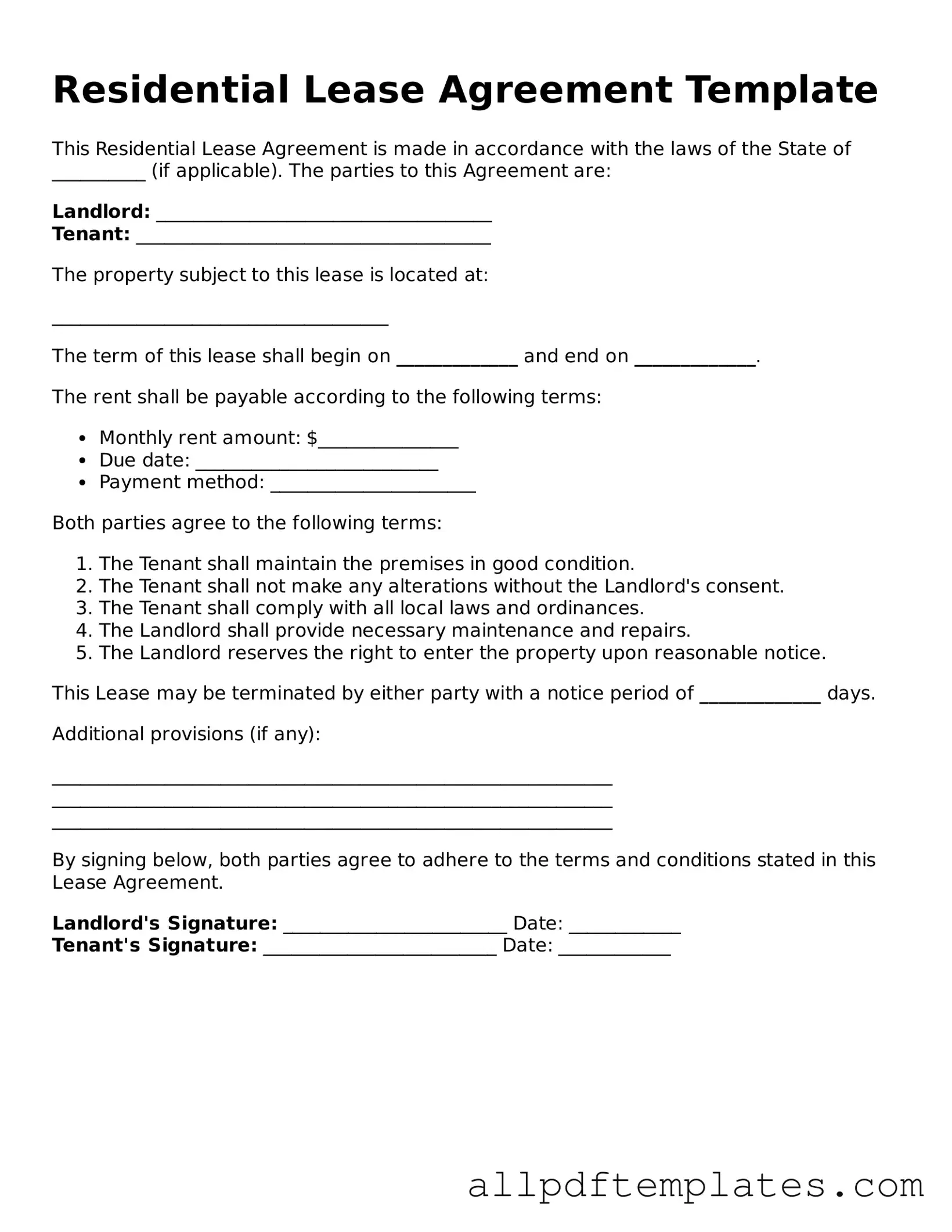 Free Lease Agreement Template