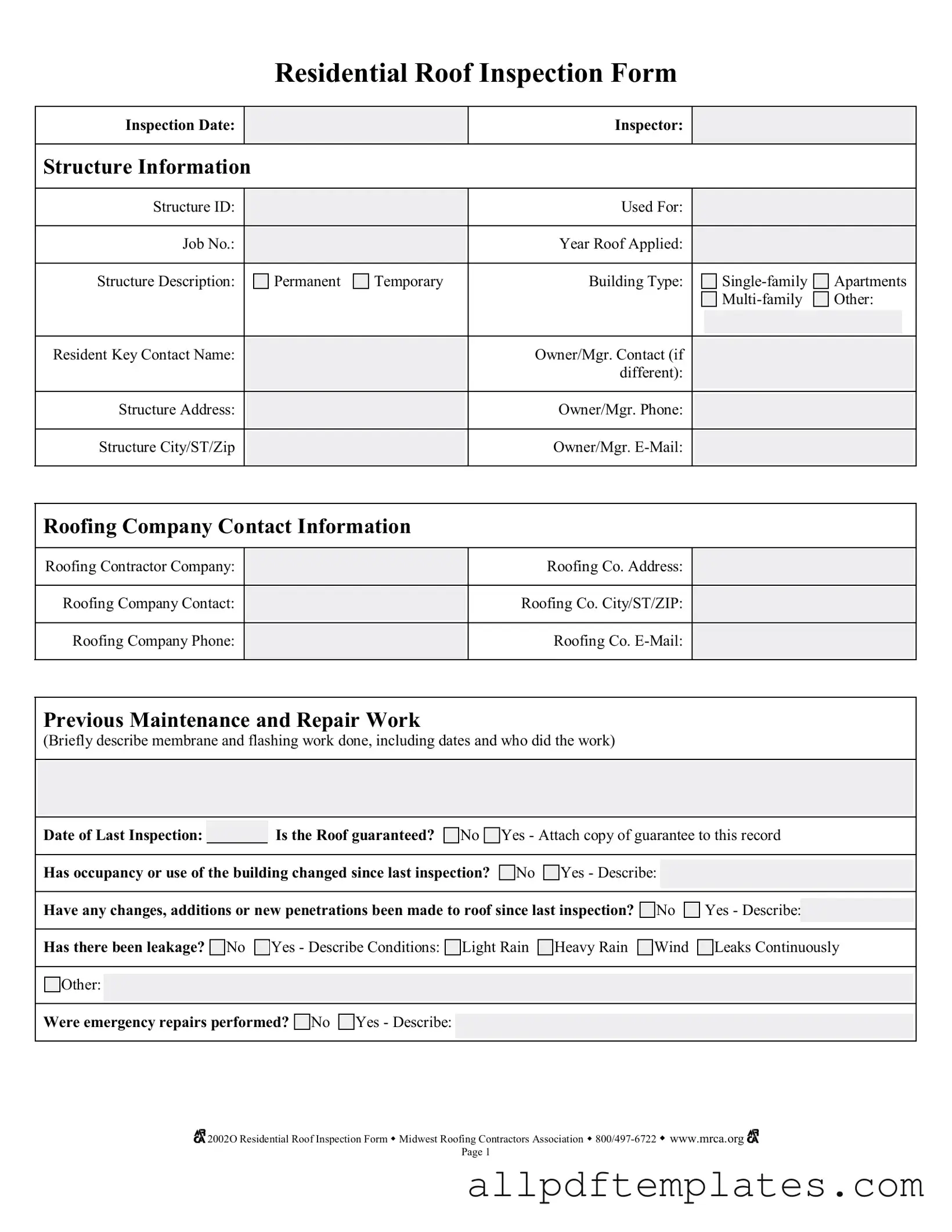 Get Roof Inspection Form in PDF