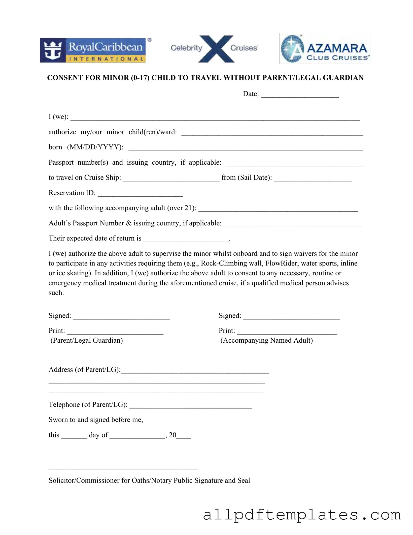 Get Royal Caribbean Parental Consent Form in PDF