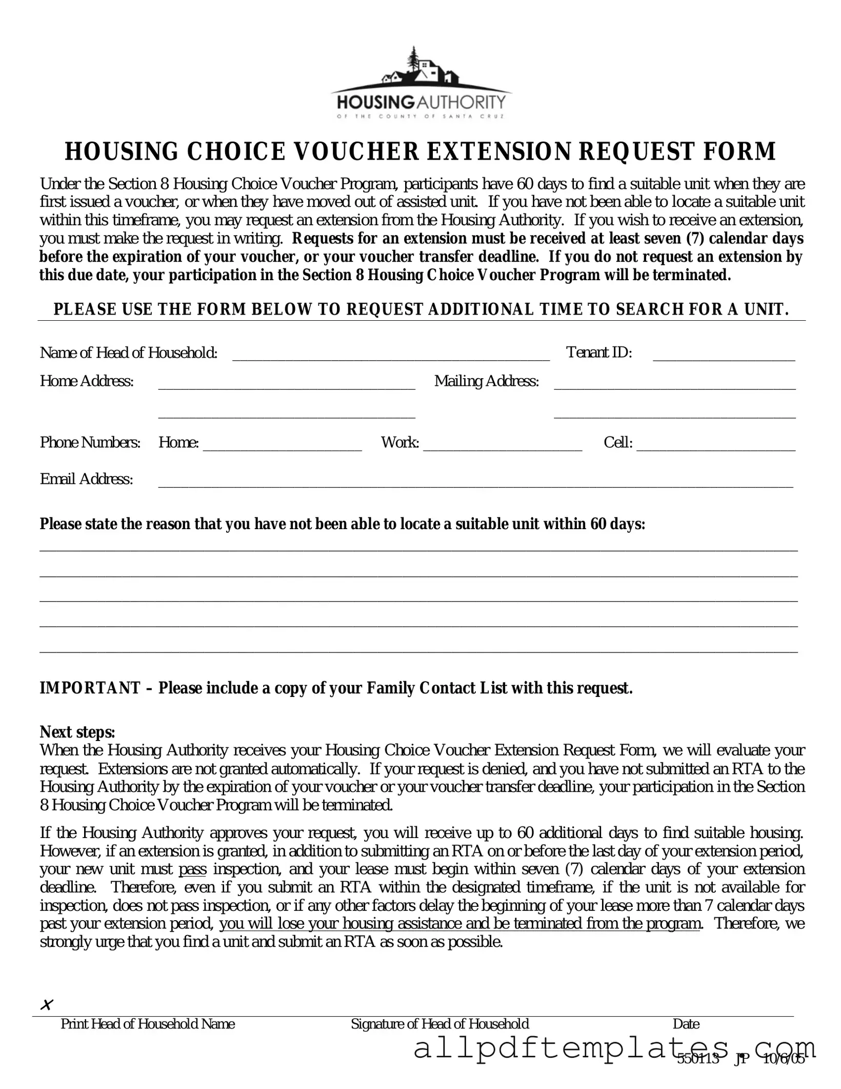 Get Section 8 Voucher Extension Form in PDF