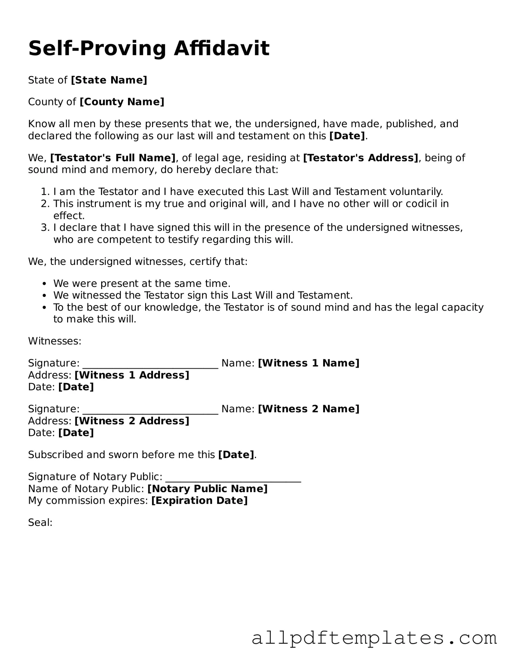 Free Self-Proving Affidavit Template