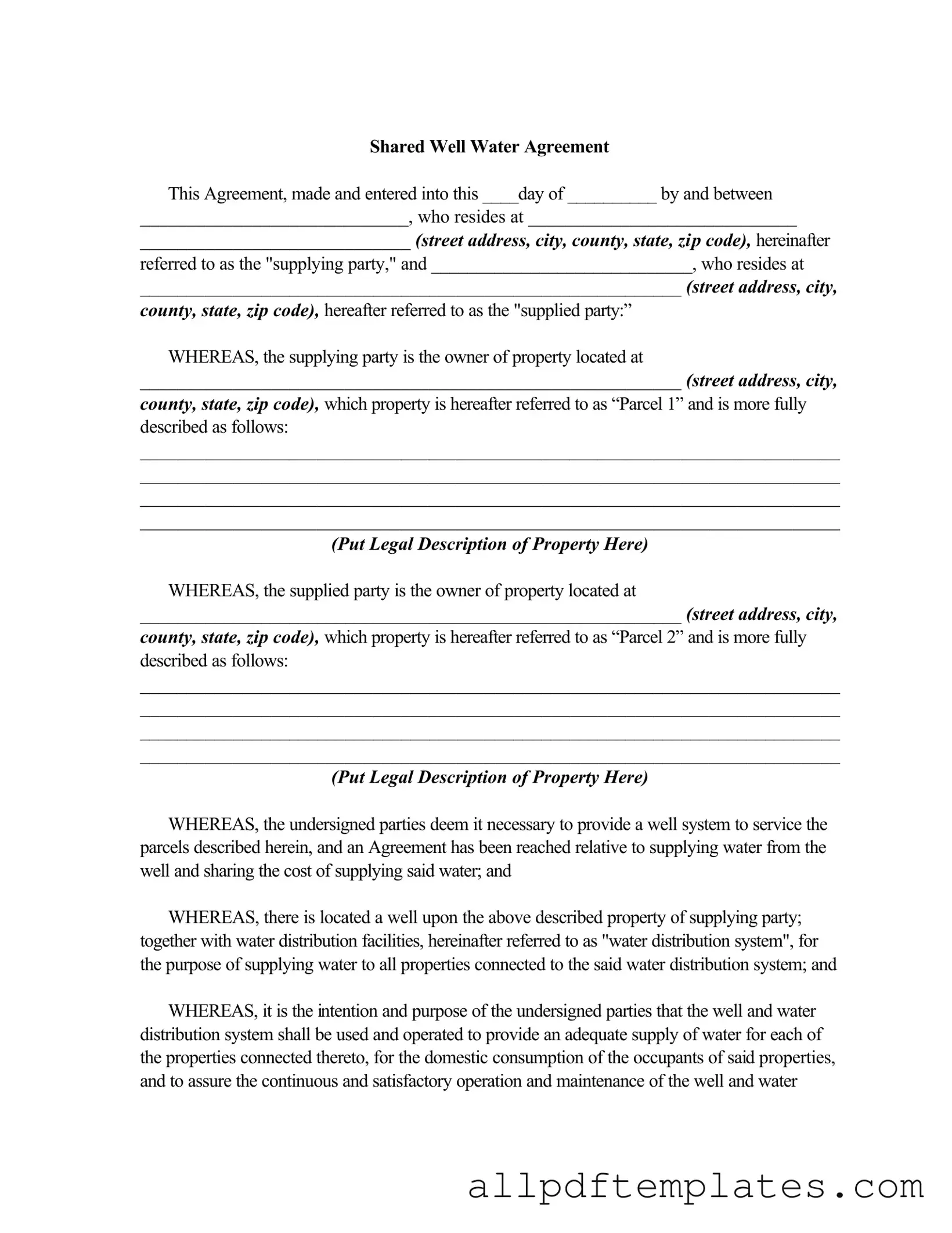Get Shared Well Agreement Form in PDF
