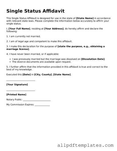 Free Single Status Affidavit Template