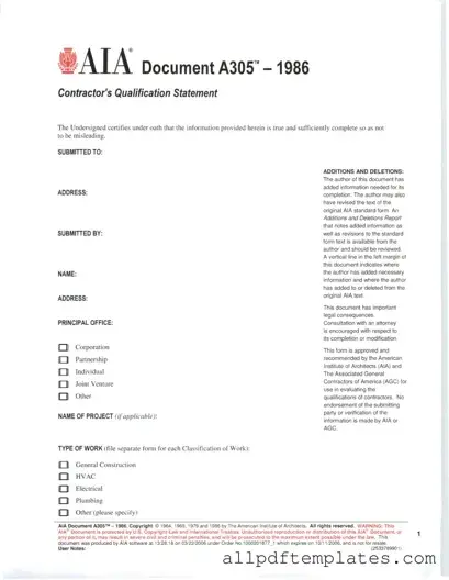 Get AIA A305 Form in PDF