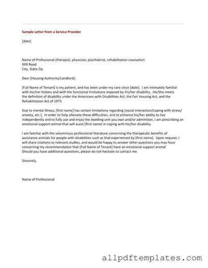 Get Emotional Support Animal Letter Form in PDF