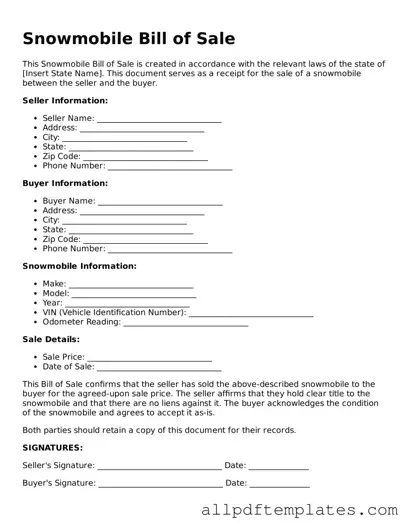 Free Snowmobile Bill of Sale Template