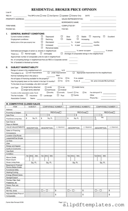 Get Broker Price Opinion Form in PDF
