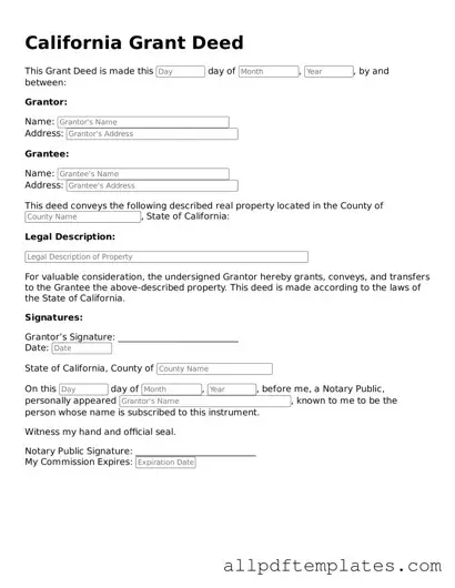 Blank Deed Document for California State