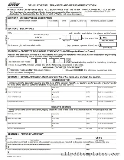 Get California Fotm Reg 262 Form in PDF