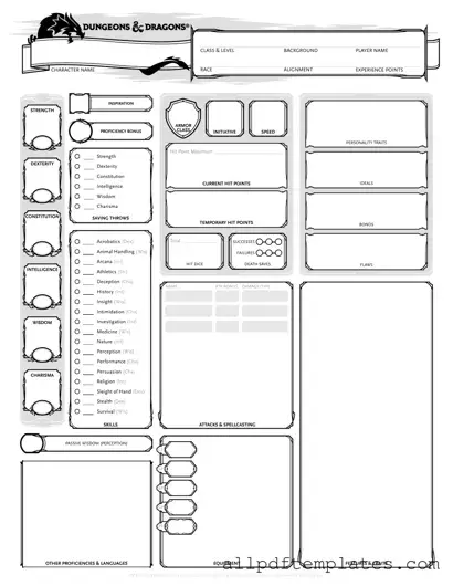 Get Dnd Character Sheet Form in PDF