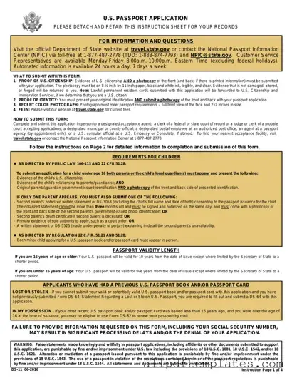 Get DS-11 U.S. Passport application Form in PDF