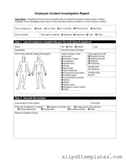 Get Employee Accident Report Form in PDF