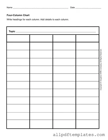 Get Four Column Chart Form in PDF