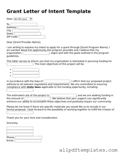 Free Grant Letter of Intent Template