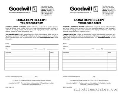 Get Goodwill donation receipt Form in PDF