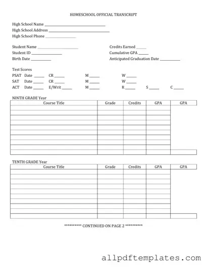 Get High School Transcript Form in PDF