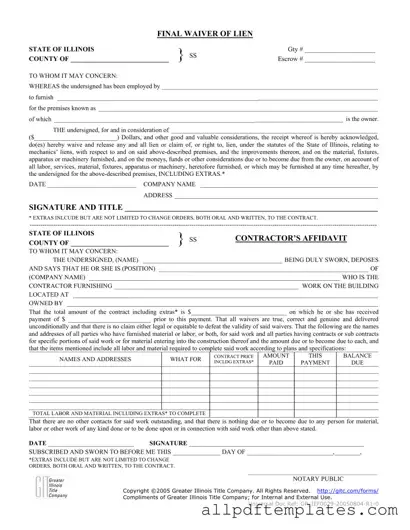 Get Illinois Final Waiver Of Lien Form in PDF
