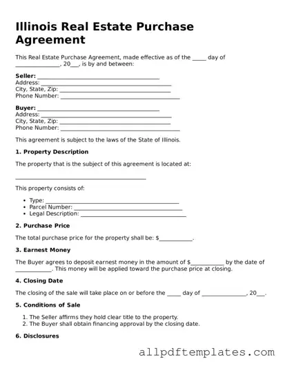 Blank Real Estate Purchase Agreement Document for Illinois State
