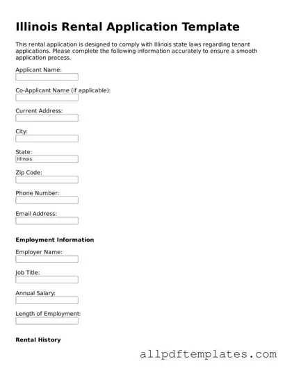 Blank Rental Application Document for Illinois State