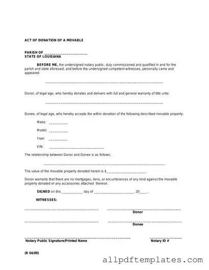 Get Louisiana act of donation Form in PDF