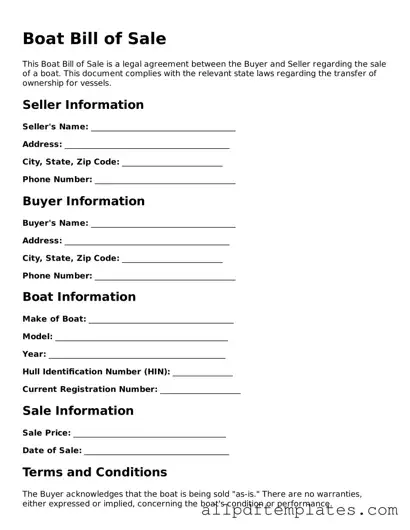 Free Boat Bill of Sale Template