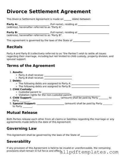 Free Divorce Settlement Agreement Template