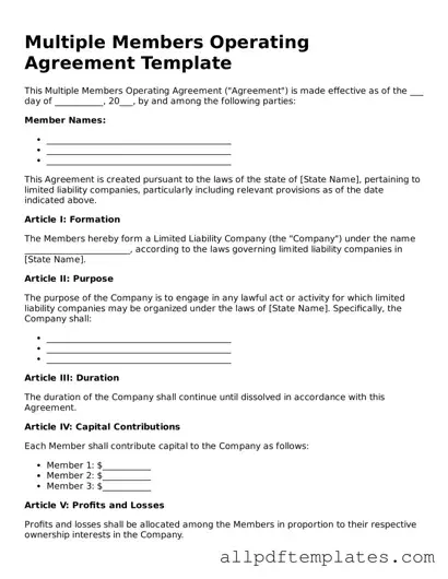 Free Multiple Members Operating Agreement Template