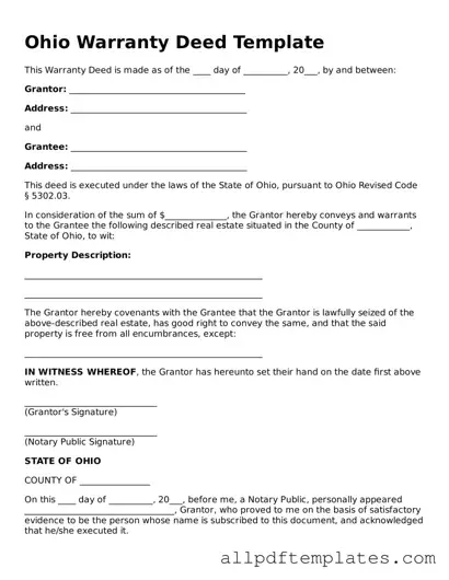 Blank Deed Document for Ohio State