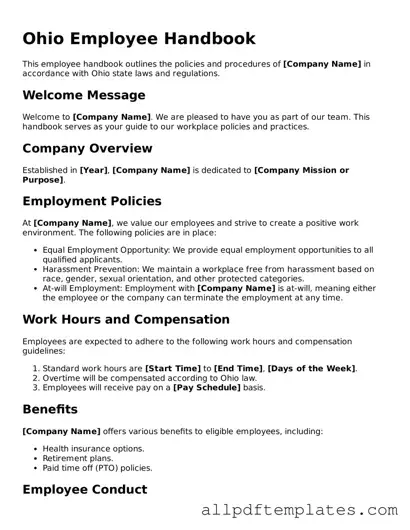Blank Employee Handbook Document for Ohio State