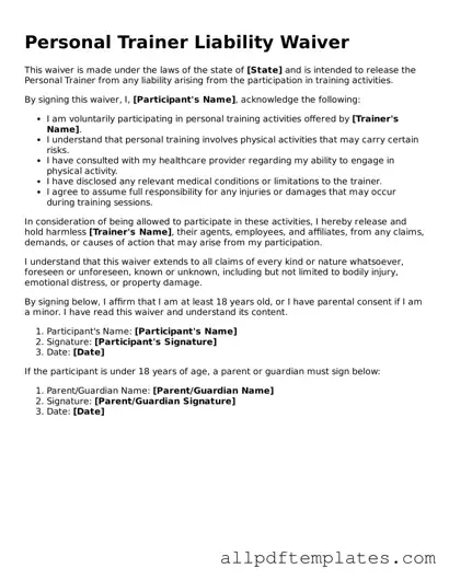 Free Personal Trainer Liability Waiver Template