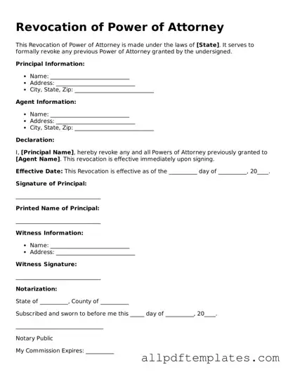 Free Revocation of Power of Attorney Template