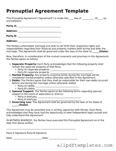 Free Prenuptial Agreement Template