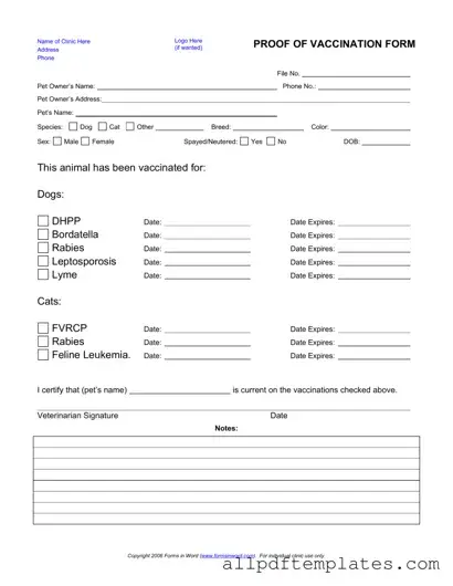Get Proof Of Vaccination Dog Form in PDF