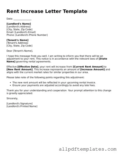 Free Rent Increase Letter Template