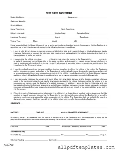 Get Test Drive Form in PDF