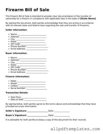 Free Firearm Bill of Sale Template