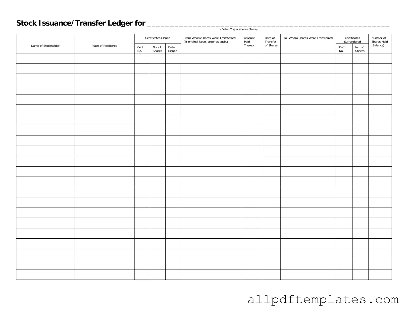 Get Stock Transfer Ledger Form in PDF