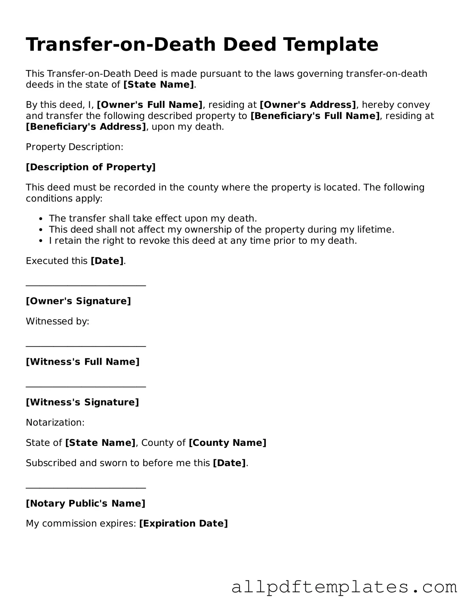 Free Transfer-on-Death Deed Template
