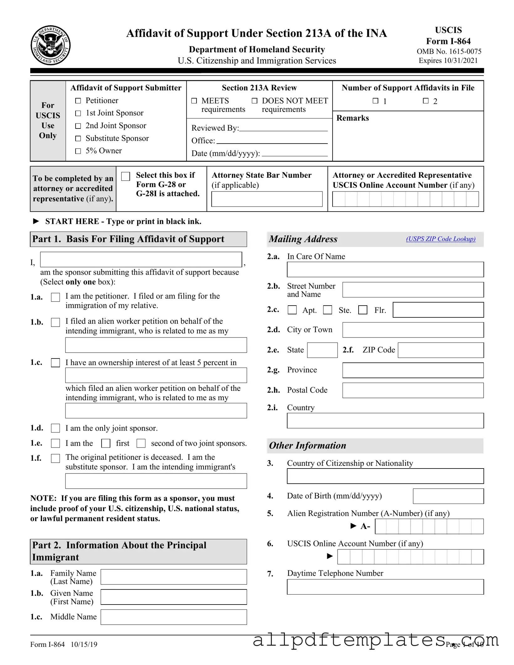 Get USCIS I-864 Form in PDF