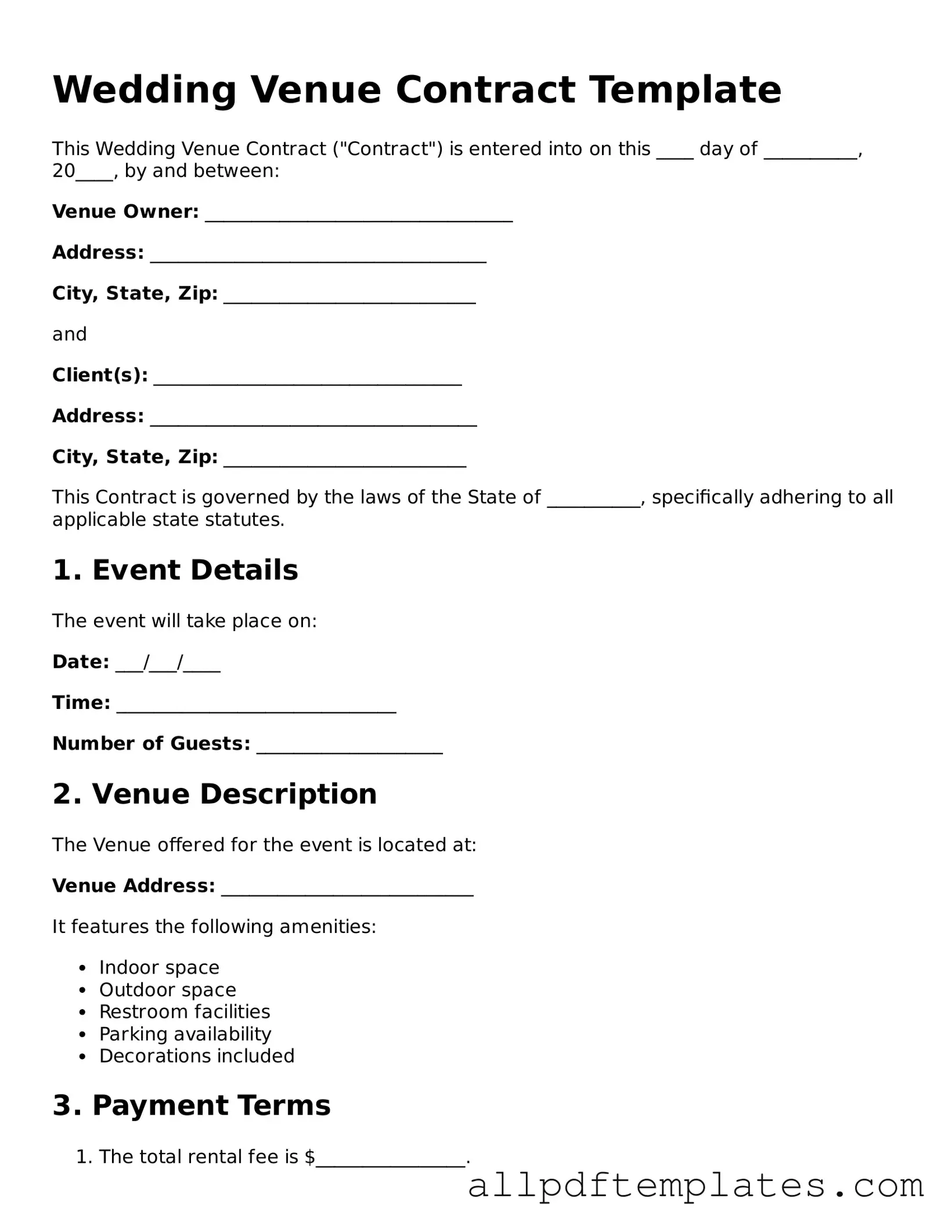 Free Wedding Venue Contract Template