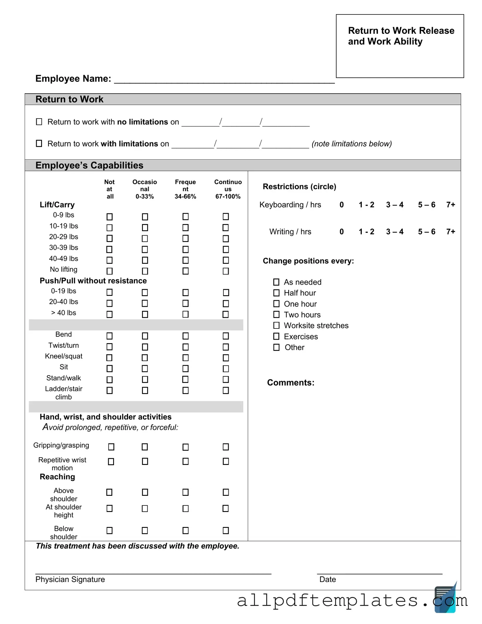 Get Work Release Form in PDF